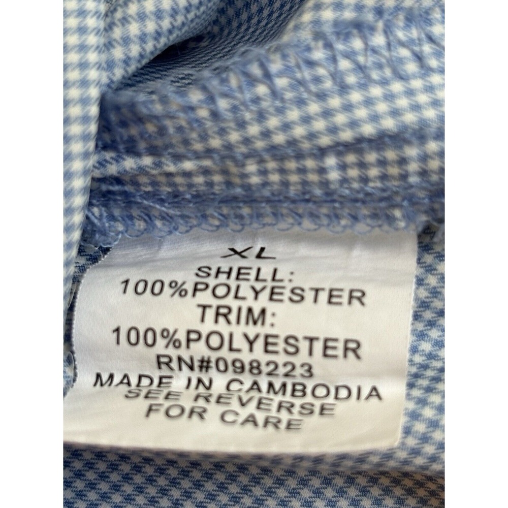 Magellan Men XL Blue White Check Short Sleeve Button Down Relaxed Fish Gear - Picture 6 of 12